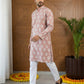 Men’s Cotton Blend Ethnic Printed Kurta Set ( 65KP P 5510Peach ) [FF] [N-13]