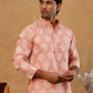 Men’s Cotton Blend Ethnic Printed Kurta Set ( 65KP W C 5510 Peach )