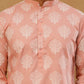 Men’s Cotton Blend Ethnic Printed Kurta Set ( 65KP W C 5510 Peach )
