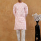 Men’s Cotton Blend Ethnic Printed Kurta Set ( 65KP W C 5510 Pink )