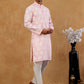 Men’s Cotton Blend Ethnic Printed Kurta Set ( 65KP W C 5510 Pink )