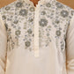 Men’s Cotton Blend Embroidered Kurta with Korean Pants ( 65KP PJ11B C 5511 Cream )