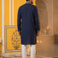 Men’s Japanese Embroidered Kurta Set ( 65KP P 5512Navy )