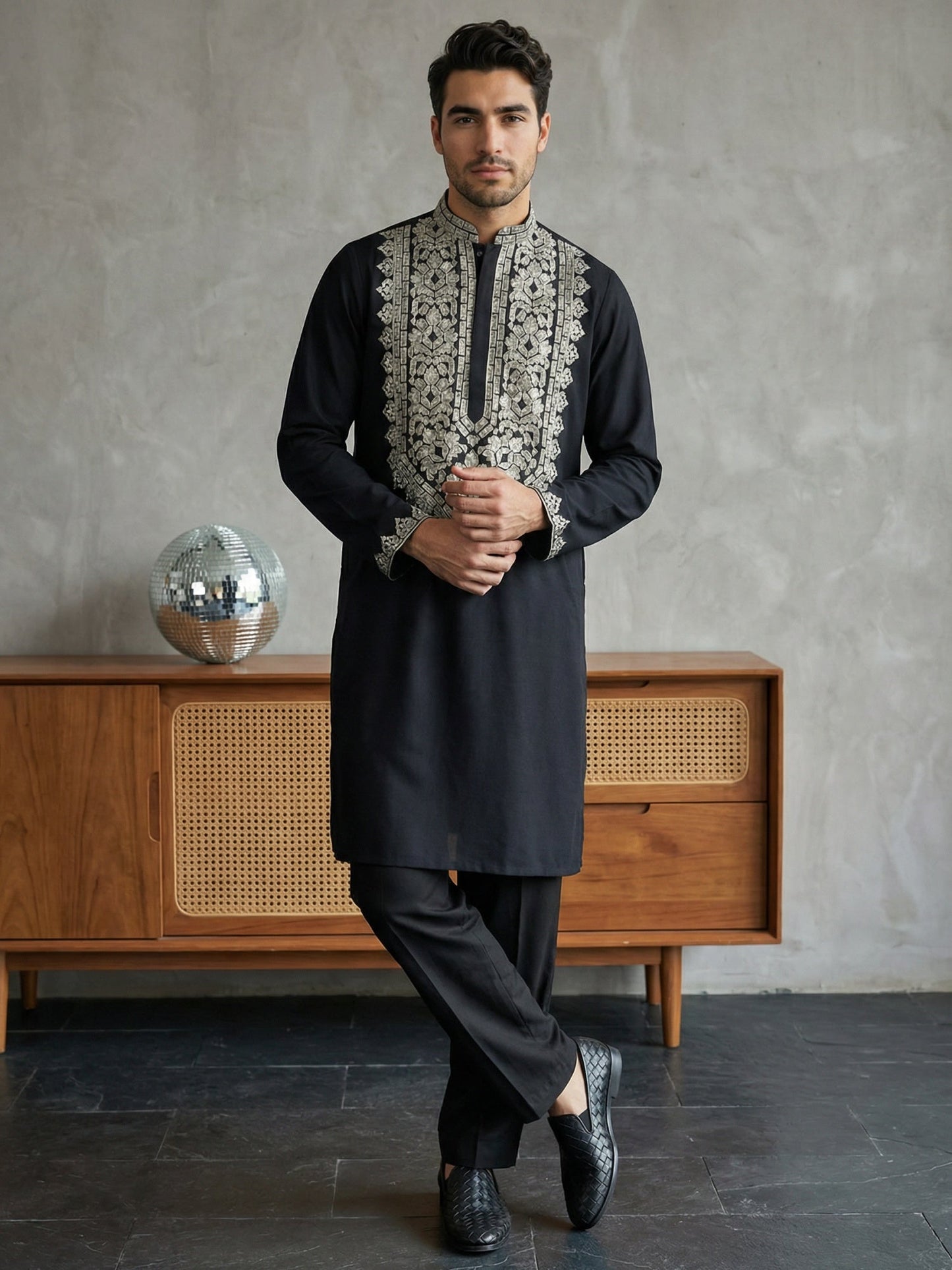Ethnic Wear Cotton Blend Embroidered Kurta Set ( 65KP B-P 5514Black )