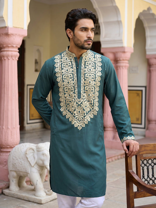 Ethnic Wear Cotton Blend Embroidered Kurta Set