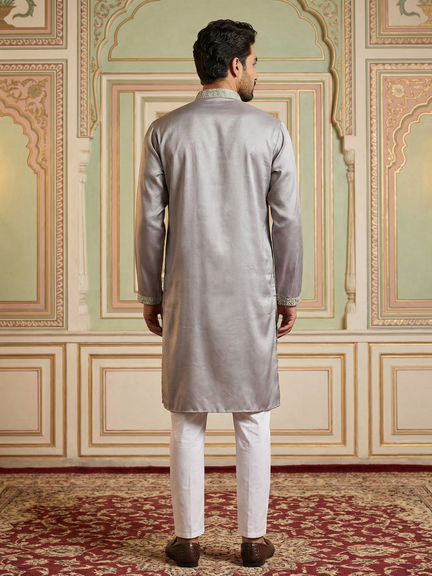 Embroidered Silk Blend Traditional Kurta Set ( 65KP P 5515Lavender ) [FF] [A-3-4]