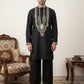 Black Cotton Blend Ethnic Embroidered Kurta with Korean Pants