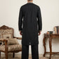 Black Cotton Blend Ethnic Embroidered Kurta with Korean Pants