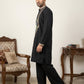 Black Cotton Blend Ethnic Embroidered Kurta with Korean Pants