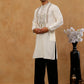Cotton Blend Ethnic Embroidered Kurta with Korean Pants ( 65KP PJ11B B 5516 Cream )