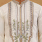 Cotton Blend Ethnic Embroidered Kurta with Korean Pants ( 65KP PJ11B B 5516 Cream )