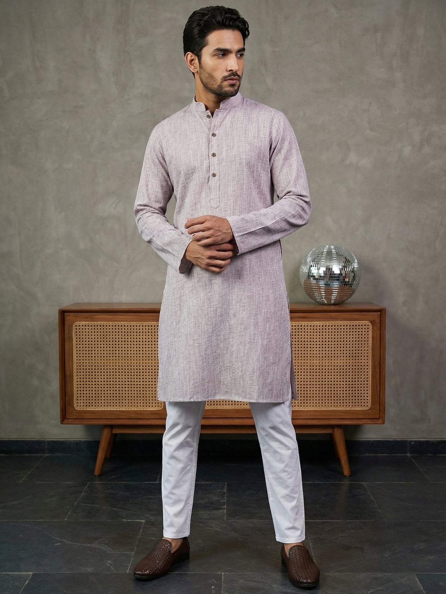 Woven Design Kurta Pyjama Set for Men ( 65KP P 5518Purple ) [FF] [H-8]