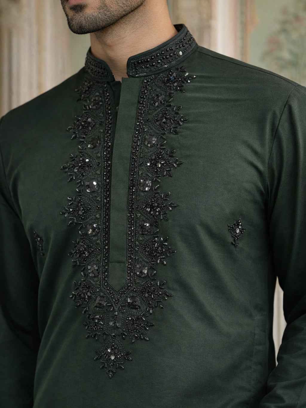 Japanese Embroidered Festive Kurta Set for Men ( 65KP P 5519Olive ) [FF] [P-6]