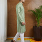 Woven Design Cotton Jacquard Kurta Set ( 65KP P 5521Green ) [FF] [P-10]