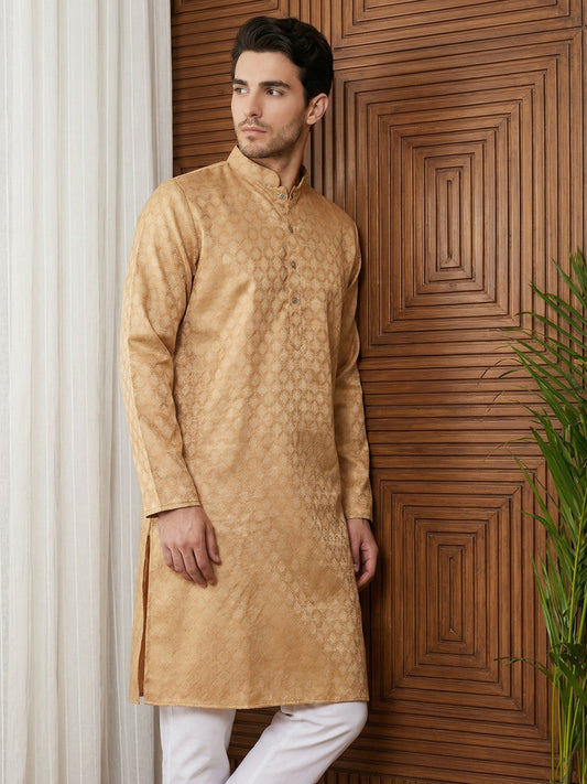 Woven Design Cotton Jacquard Kurta Set ( 65KP P 5521Orange ) [FF] [P-10]