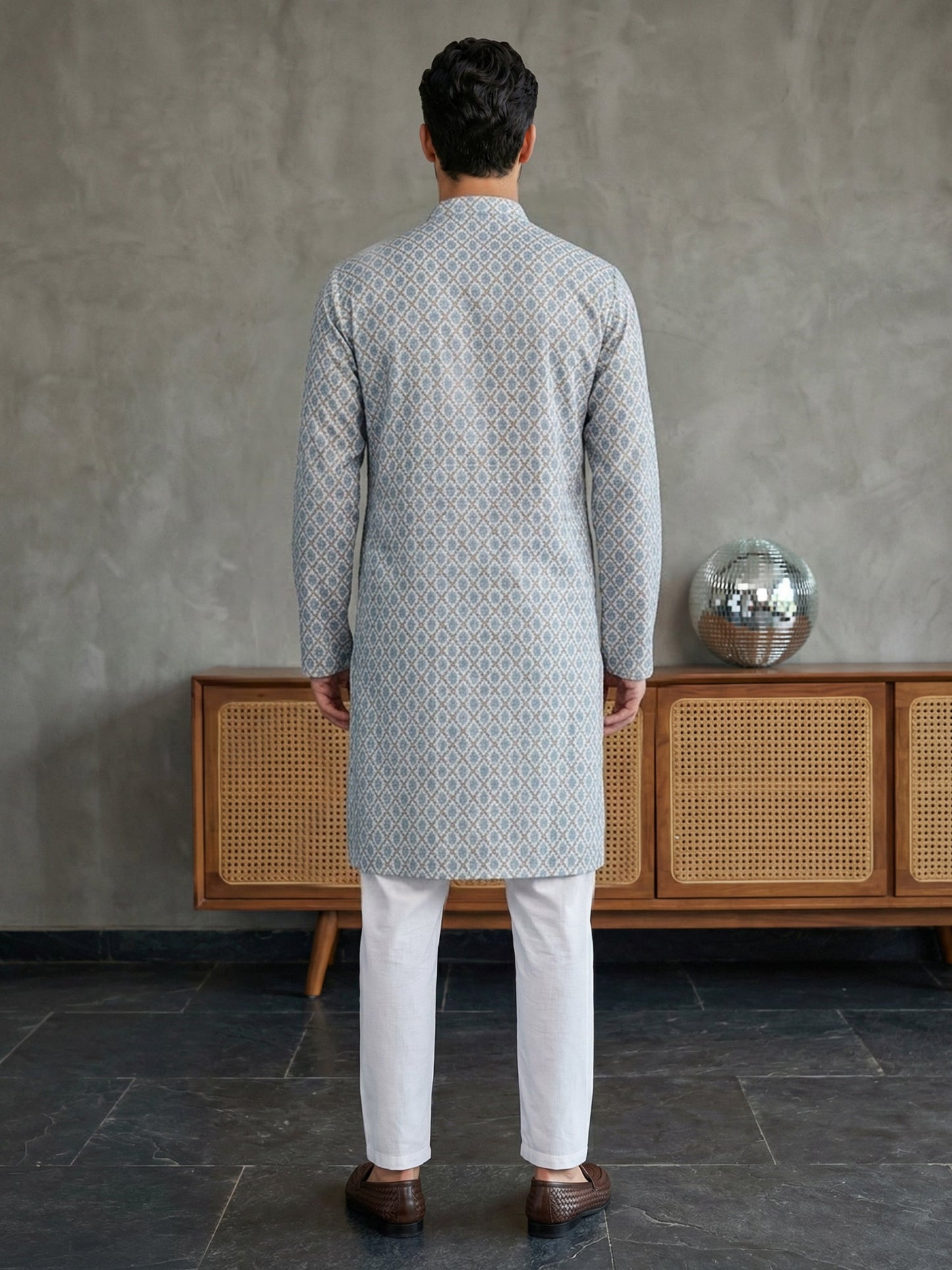 Foil Printed Cotton Blend Kurta Pyjama Set ( 65KP P 5523Blue ) [FF] [A-14]