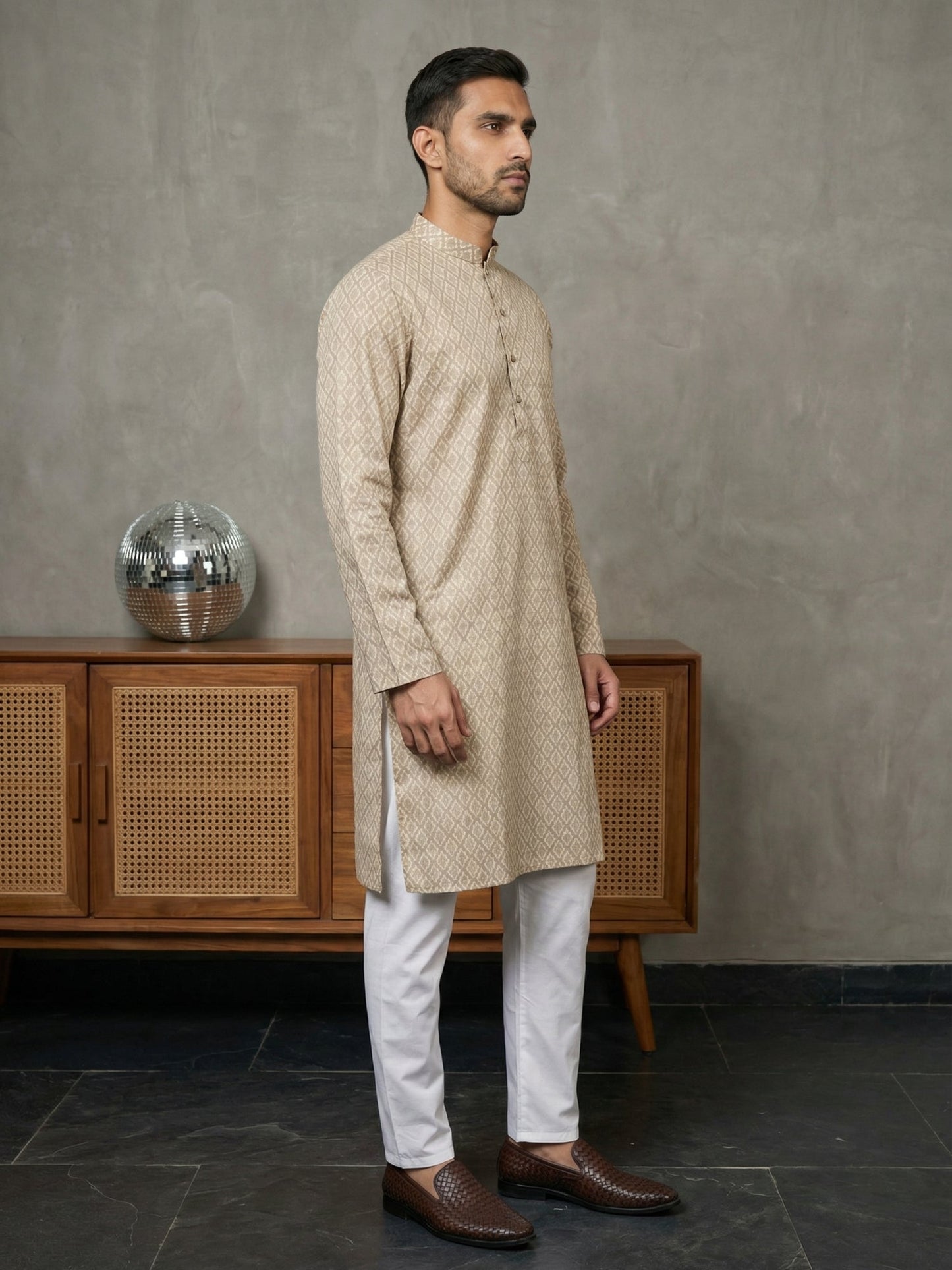 Foil Printed Cotton Blend Kurta Pyjama Set ( 65KP P 5523Peach ) [FF] [A-14]