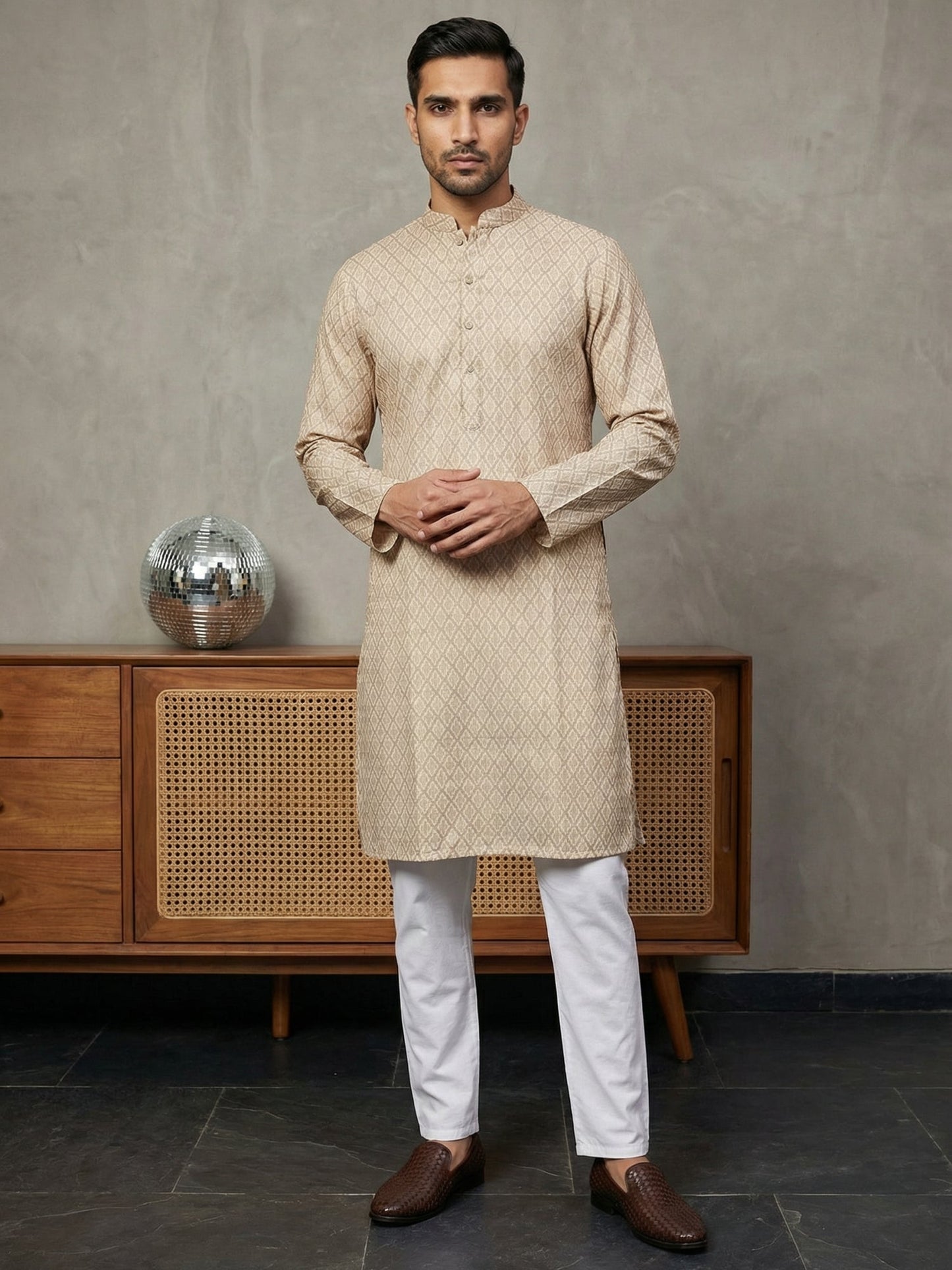 Foil Printed Cotton Blend Kurta Pyjama Set ( 65KP P 5523Peach ) [FF] [A-14]