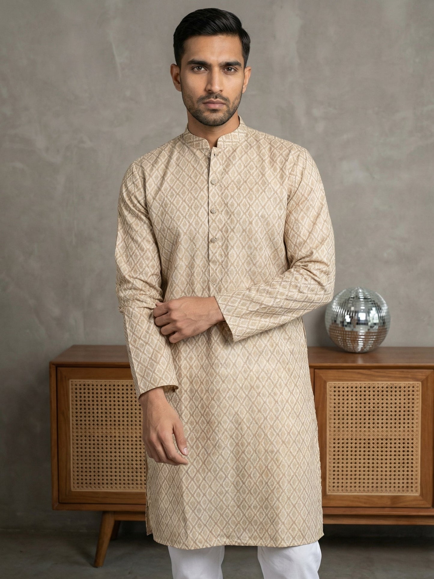Foil Printed Cotton Blend Kurta Pyjama Set ( 65KP P 5523Peach ) [FF] [A-14]