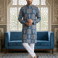 Abstract Floral Printed Kurta Pyjama Set ( 65KP P 5524Blue )