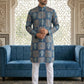 Abstract Floral Printed Kurta Pyjama Set ( 65KP P 5524Blue )