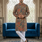 Paisley Printed Kurta Pyjama Set ( 65KP P 5524Brown )