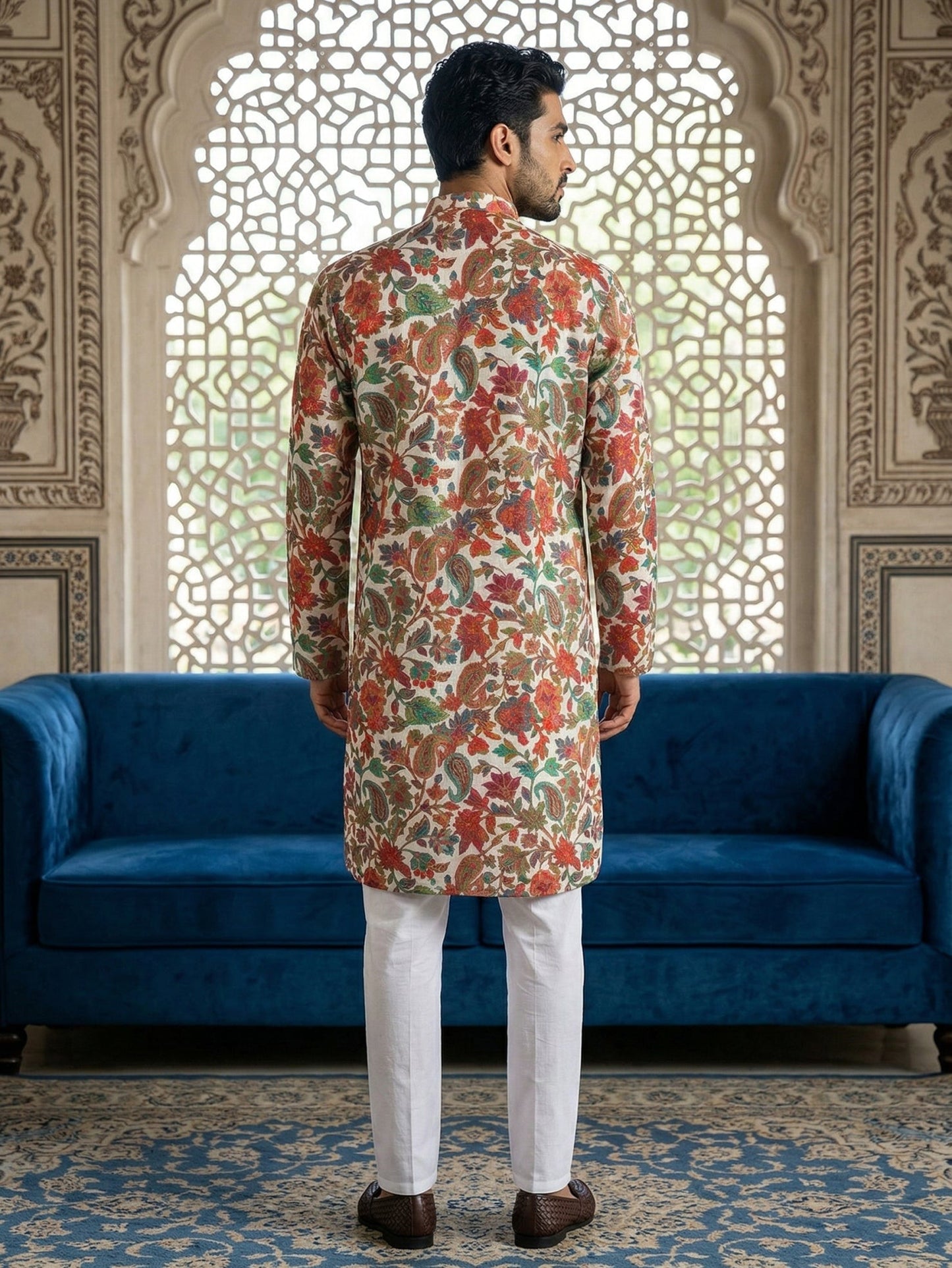Paisley Floral Printed Kurta Pyjama Set ( 65KP P 5524Multi )
