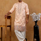 Men Silk Blend Embroidered Kurta with korean Pants ( 65KP PJ11W S 5525 Peach )