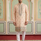 Men Silk Blend Embroidered Kurta Pyjama Set ( 65KP P 5525Peach )