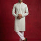 Ivory Sequins Embroidered Kurta Pyjama Set ( 65KP P 5526Cream ) [FF] [B-5]