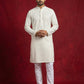 Ivory Sequins Embroidered Kurta Pyjama Set ( 65KP P 5526Cream ) [FF] [B-5]