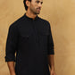 Men’s Ethnic Viscose Rayon Kurta Set with Front Placket ( 65KP 5527Black )