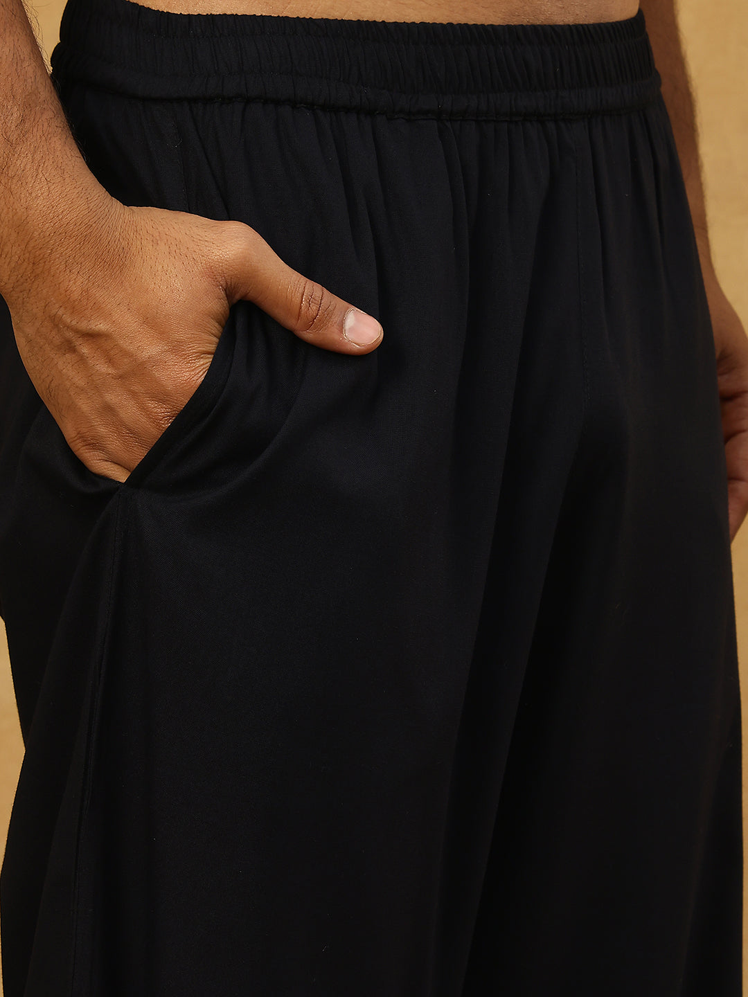 Men’s Ethnic Viscose Rayon Kurta Set with Front Placket ( 65KP 5527Black )