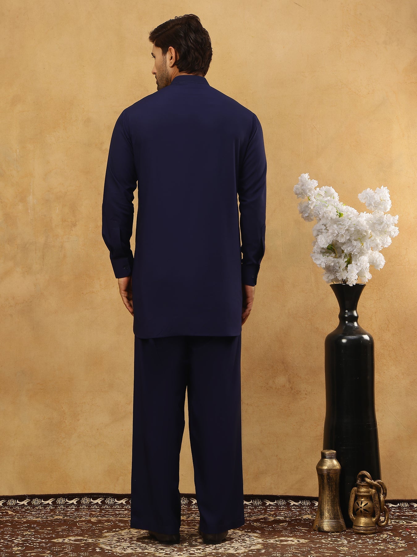 Men’s Ethnic Viscose Rayon Kurta Set with Front Placket ( 65KP 5527Navy )
