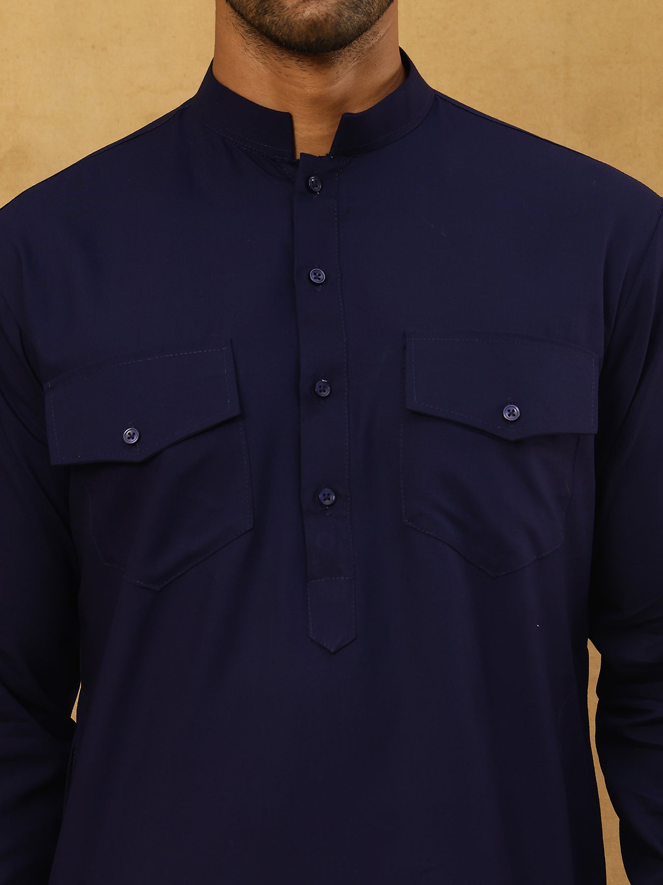 Men’s Ethnic Viscose Rayon Kurta Set with Front Placket ( 65KP 5527Navy )