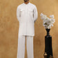 Men’s Ethnic Viscose Rayon Kurta Set with Front Placket ( 65KP 5527White )