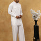 Men’s Ethnic Viscose Rayon Kurta Set with Front Placket ( 65KP 5527White )