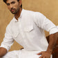 Men’s Ethnic Viscose Rayon Kurta Set with Front Placket ( 65KP 5527White )