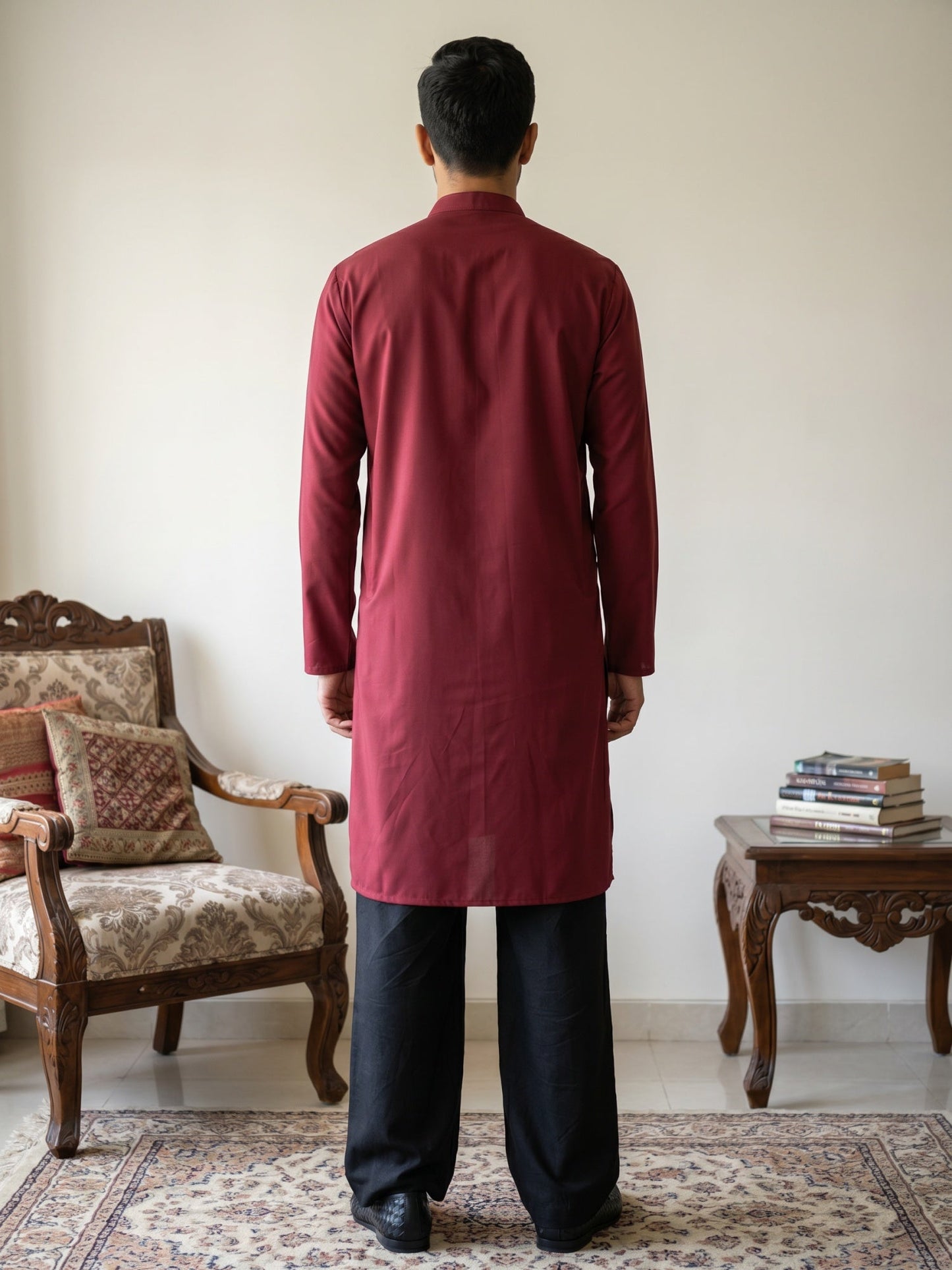 Men’s Classic Silk Blend Kurta & Korean Pants with Rich Embroidery