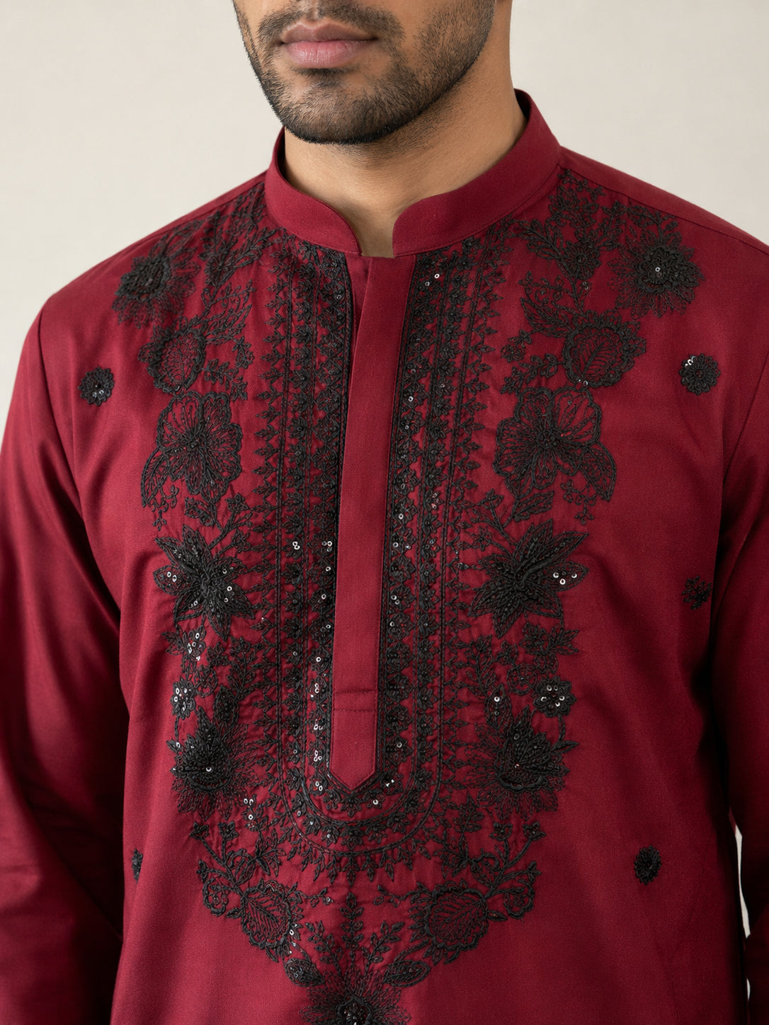Men’s Classic Silk Blend Kurta & Korean Pants with Rich Embroidery