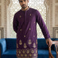 Men’s Classic Kurta Set with Rich Hemline Embroidery ( 65KP P 5531Purple )