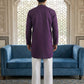 Men’s Classic Kurta Set with Rich Hemline Embroidery ( 65KP P 5531Purple )