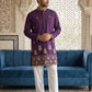 Men’s Classic Kurta Set with Rich Hemline Embroidery ( 65KP P 5531Purple )
