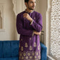 Men’s Classic Kurta Set with Rich Hemline Embroidery ( 65KP P 5531Purple )