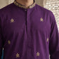 Men’s Classic Kurta Set with Rich Hemline Embroidery ( 65KP P 5531Purple )