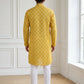 Men’s Printed Cotton Blend Kurta Set ( 65KP P 5532Yellow )
