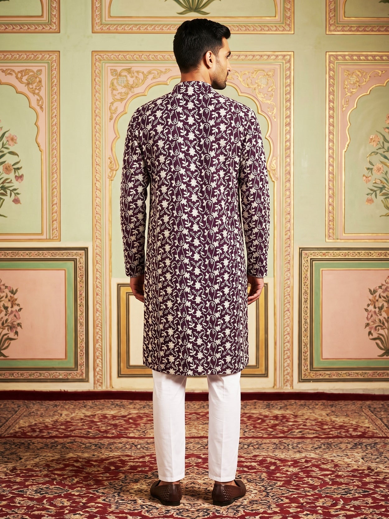 Floral Embroidered Viscose Rayon Kurta Set ( 65KP P 5533Purple )
