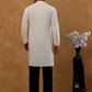 Men’s Cotton Blend Embroidered Kurta with Korean Pants ( 65KP PJ11B C 5537 White )