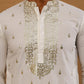 Men’s Cotton Blend Embroidered Kurta with Korean Pants ( 65KP PJ11B C 5537 White )