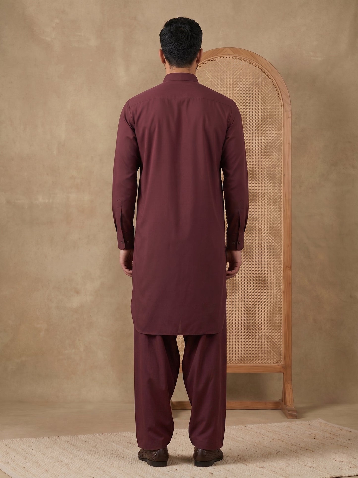 Premium Japanese Embroidery Pathani Kurta Set ( 65KP 5539Maroon )
